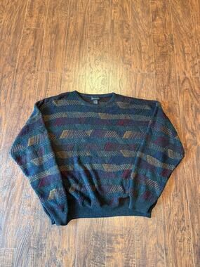 Vintage Navy Blue Dark Green Marc Edwards Sweater - Size XL 27x26 (SG57)